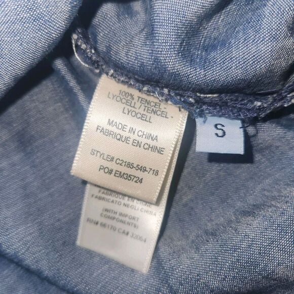 Cloth & Stone Blouse Size S Anthropologie Denim Chambray Shirt Long Sleeves - Picture 4 of 7